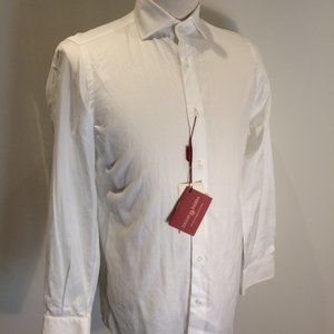 NWT Luciano Barbera Size 38 15 White Dress Shirt